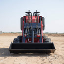 Heavy-Duty 13.5HP Mini Gas Skid Steer Loader With Wide Bucket (SAK69105) - Saksby Wholesale - Front View In Construction Site