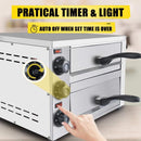 Heavy-Duty 14-Inch Commercial Stainless Steel Electric 2-Tier Tabletop Pizza Oven With Timer (SAK90432) - Saksby Wholesale - Auto-Off Feature