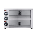 Heavy-Duty 14-Inch Commercial Stainless Steel Electric 2-Tier Tabletop Pizza Oven With Timer (SAK90432) - Saksby Wholesale - Front View
