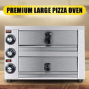 Heavy-Duty 14-Inch Commercial Stainless Steel Electric 2-Tier Tabletop Pizza Oven With Timer (SAK90432) - Saksby Wholesale - Lifestyle Image In The Table Top