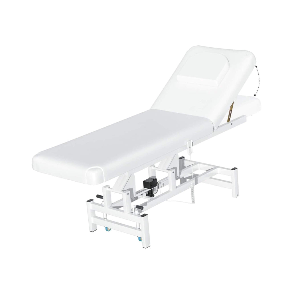 Heavy-Duty 1500 LBS Adjustable Electric Massage Table With Lift (SAK74105) - Saksby Wholesale - White Front Side View