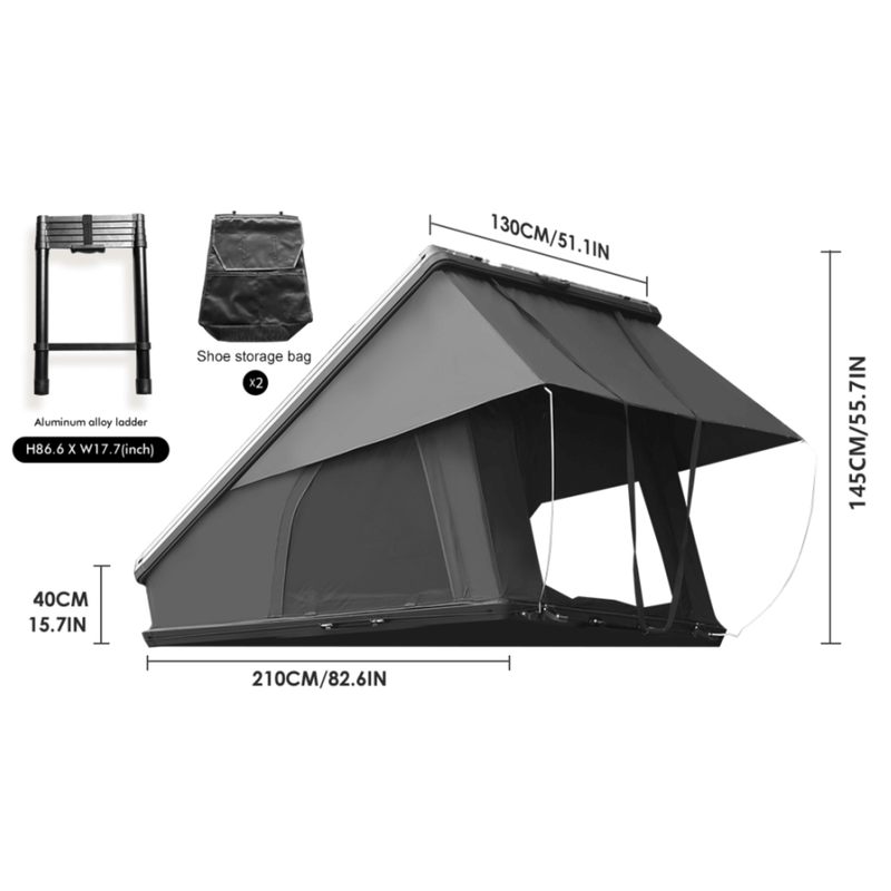 Heavy Duty 2-3 Person Hardshell Rooftop Tent With Ladder (SAK93120) - Saksby Wholesale - Dimensions