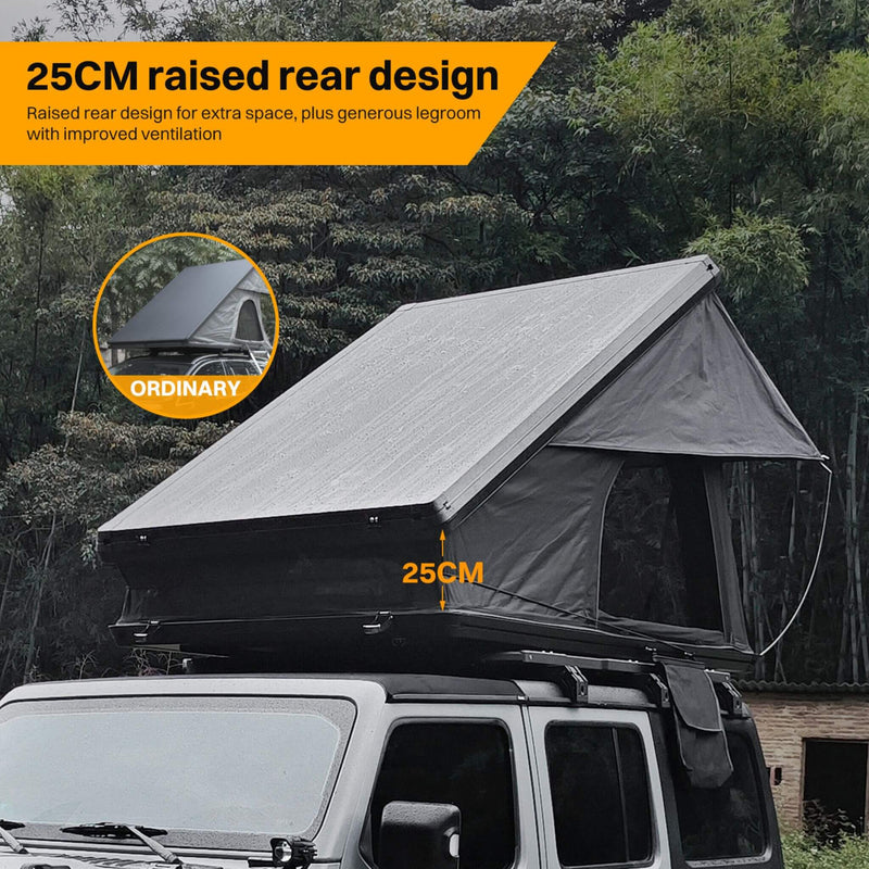 Heavy Duty 2-3 Person Hardshell Rooftop Tent With Ladder (SAK93120) - Saksby Wholesale - Raised Rear Design