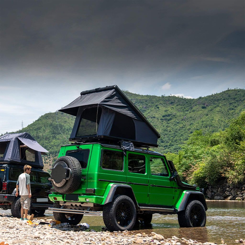 Heavy Duty 2-3 Person Hardshell Rooftop Tent With Ladder (SAK93120) - Saksby Wholesale - River Side Setup