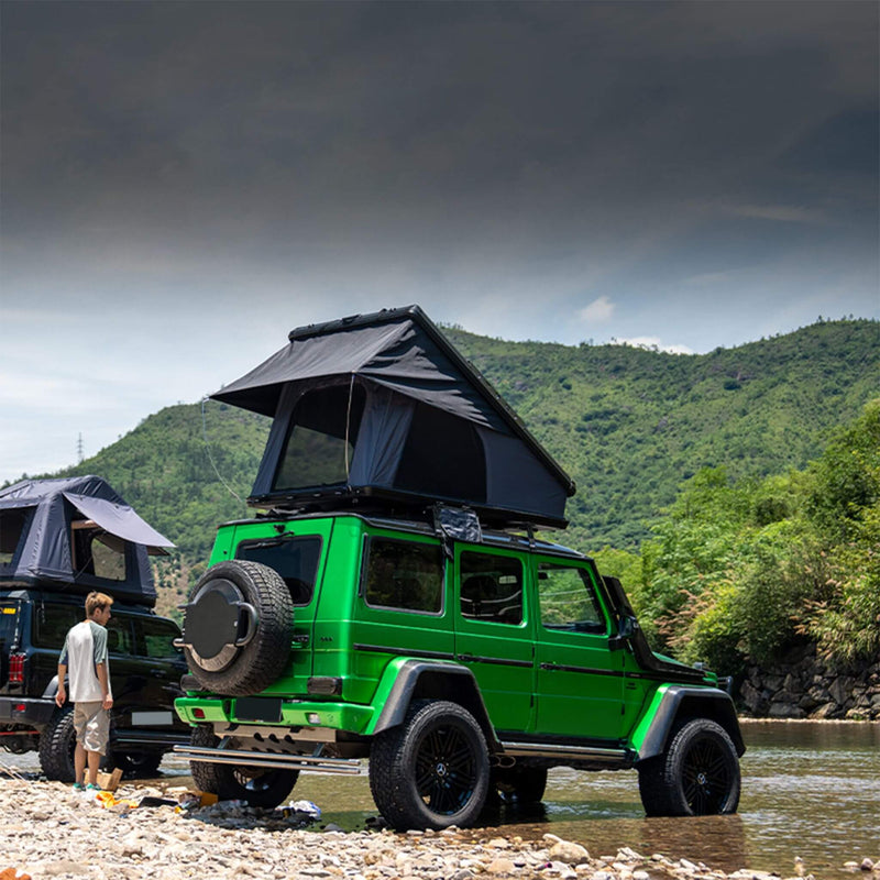 Heavy Duty 2-3 Person Hardshell Rooftop Tent With Ladder (SAK93120) - Saksby Wholesale - River Side Setup