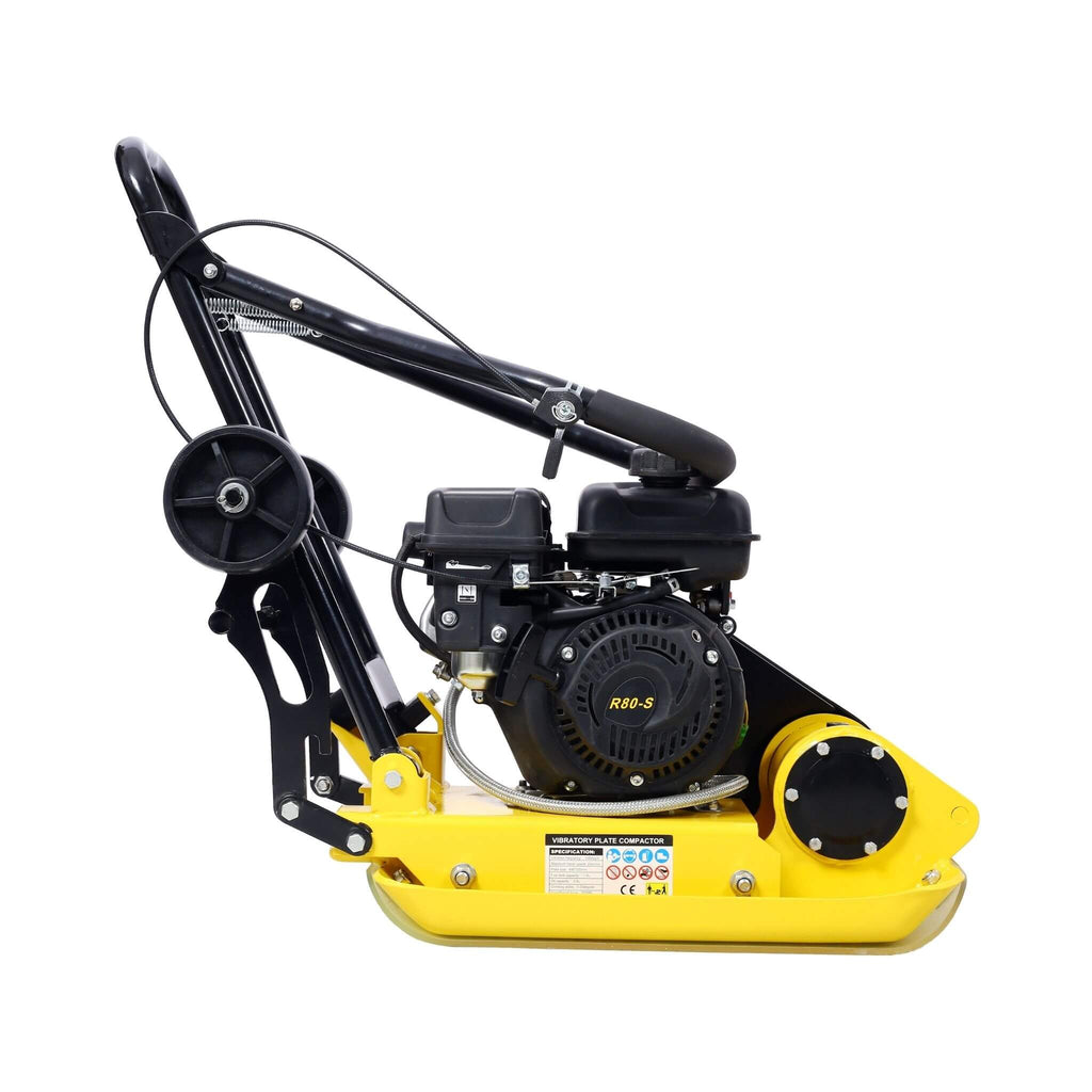 Heavy-Duty 2.5HP 79CC 8200N Gas-Powered Plate Compactor Machine (SAK58492) - Saksby Wholesale - Folded Handle Side View 