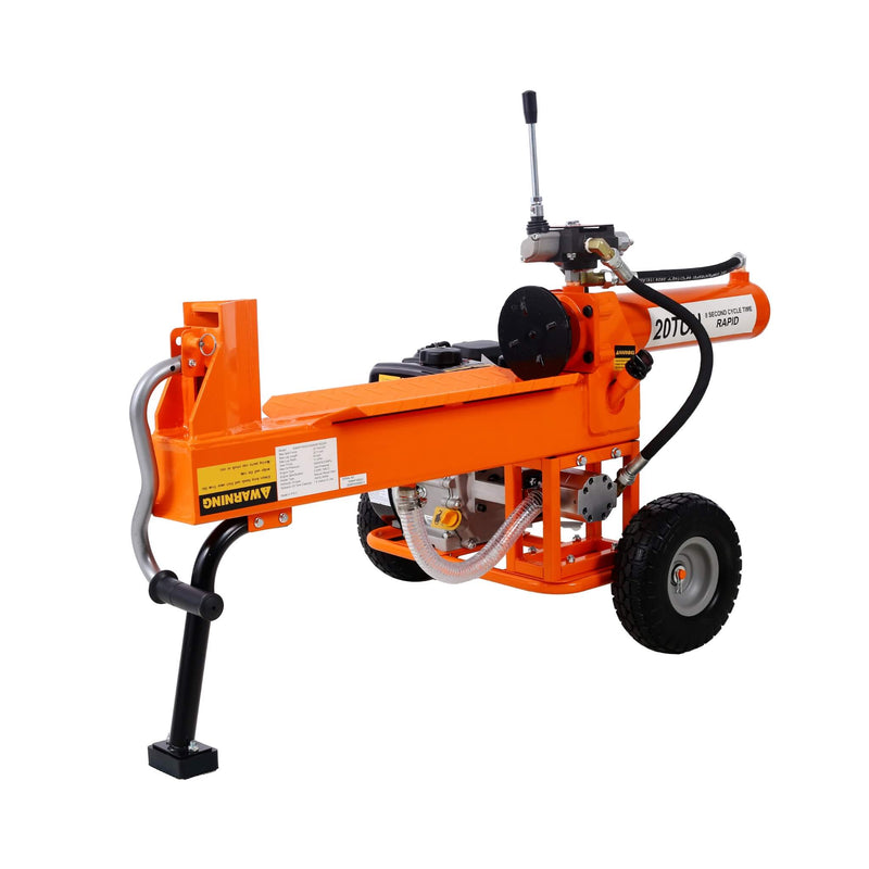 Heavy-Duty 20-Ton 7HP Portable Log Splitter With Auto-Return Hydraulic Ram (SAK15842) - Saksby Wholesale - Full Side Left View