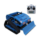 Heavy-Duty 21-Inch 9HP Commercial Remote-Controlled Robotic Lawn Mower With Tracks And Plow (SAK26583) - Saksby Wholesale - Blue Front Right View With Remote