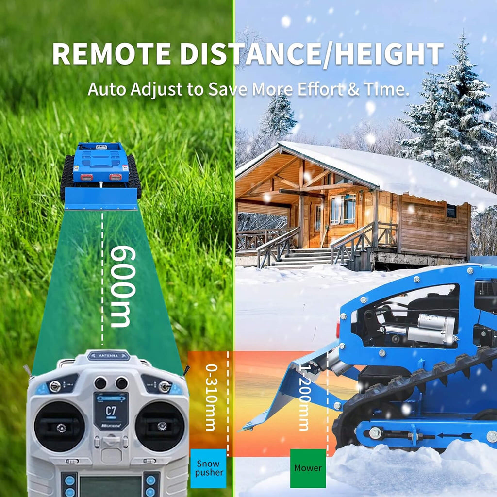 Heavy-Duty 21-Inch 9HP Commercial Remote-Controlled Robotic Lawn Mower With Tracks And Plow (SAK26583) - Saksby Wholesale - Remote Distance