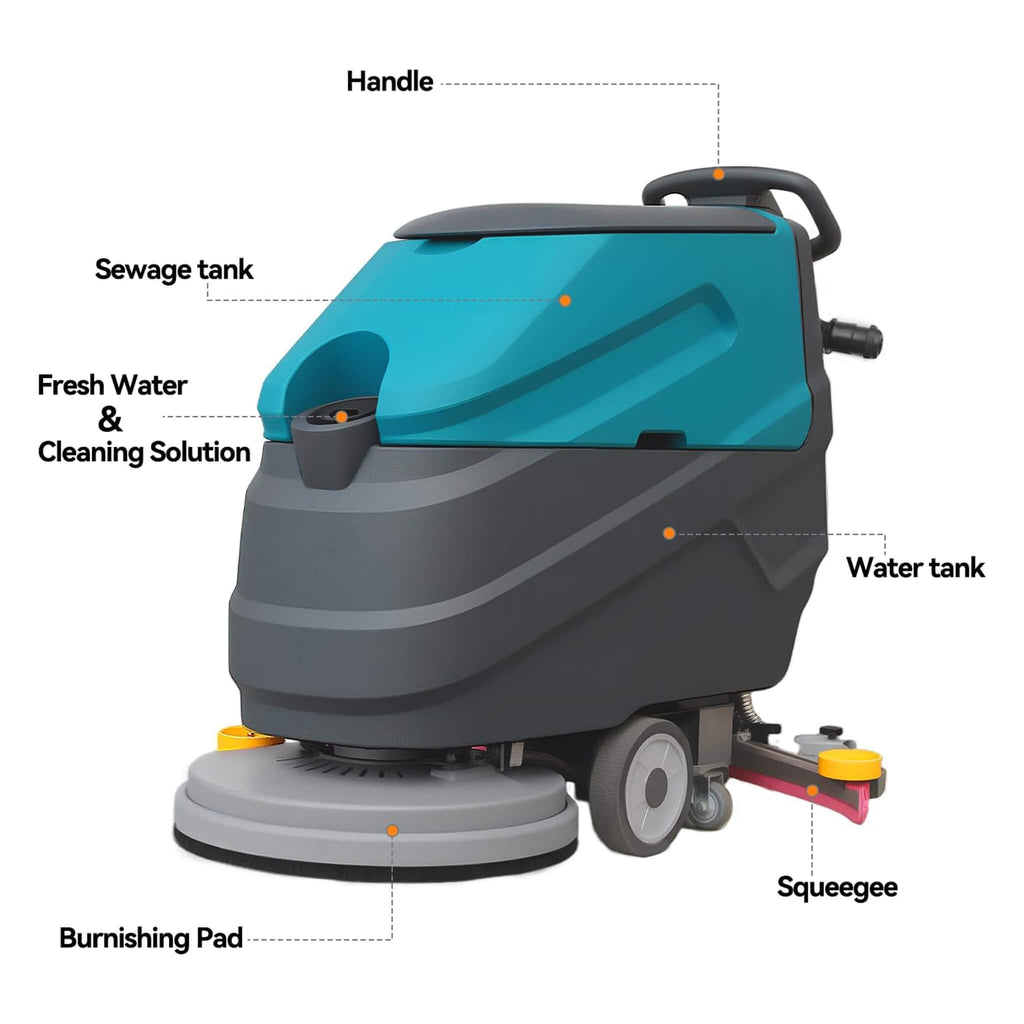 Heavy-Duty 22-Inch Industrial Walk-Behind Floor Scrubber With Squeegee Suction (SAK90834) - Saksby Wholesale - Components