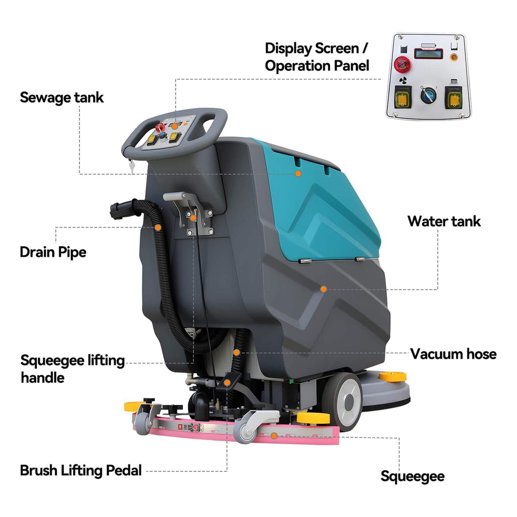 Heavy-Duty 22-Inch Industrial Walk-Behind Floor Scrubber With Squeegee Suction (SAK90834) - Saksby Wholesale - Features