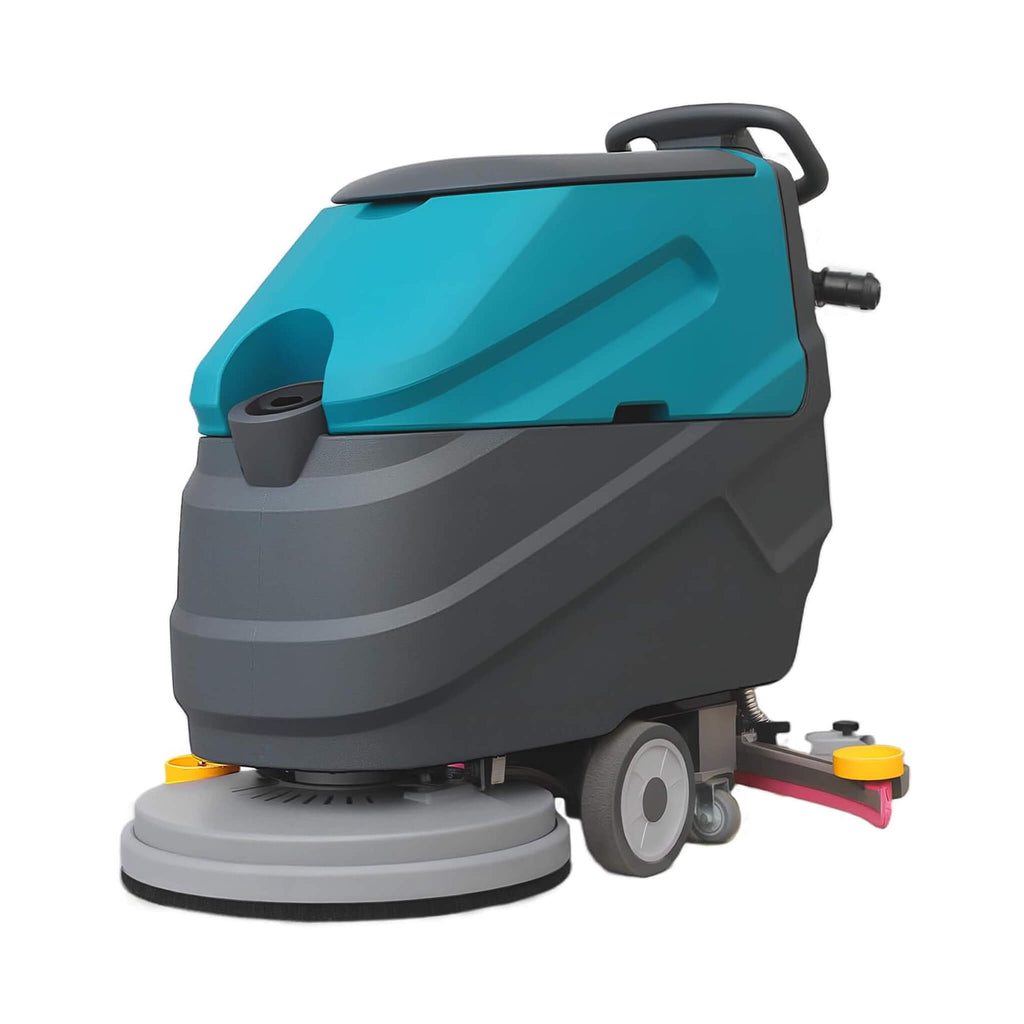 Heavy-Duty 22-Inch Industrial Walk-Behind Floor Scrubber With Squeegee Suction (SAK90834) - Saksby Wholesale - Front Left View