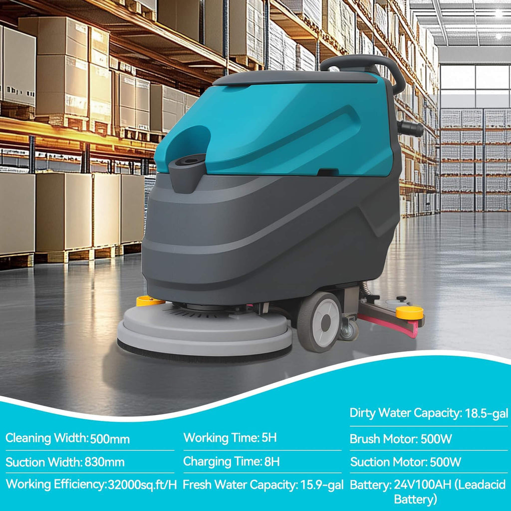 Heavy-Duty 22-Inch Industrial Walk-Behind Floor Scrubber With Squeegee Suction (SAK90834) - Saksby Wholesale - Specifications