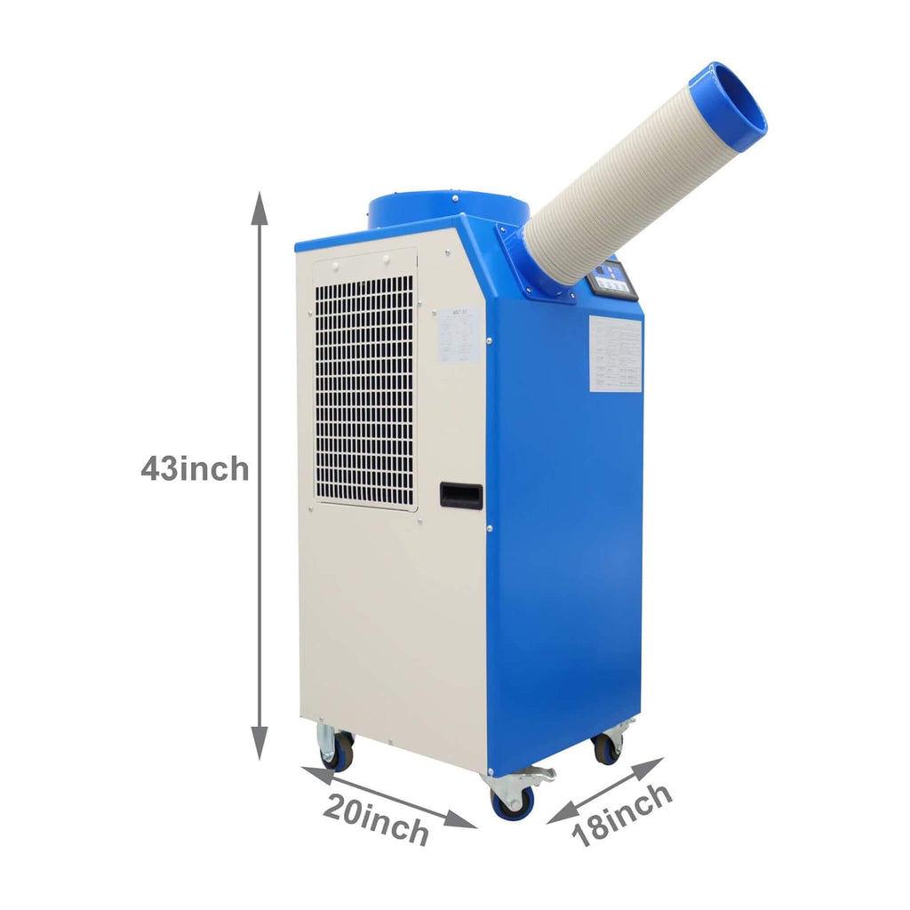 Heavy-Duty 220V Portable 11K BTU Outdoor Industrial Spot Cooler Air Conditioner (SAK59327) - Saksby Wholesale - DImensions View