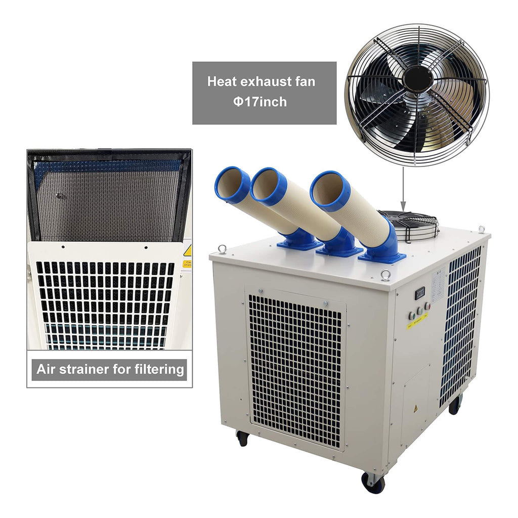 Heavy-Duty 220V Portable 29K BTU Outdoor Industrial Spot Cooler Air Conditioner (SAK18736) - Saksby Wholesale - Exhaust Fan And Filtering