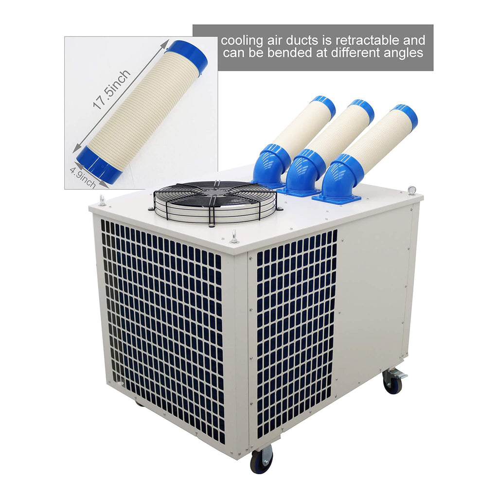 Heavy-Duty 220V Portable 29K BTU Outdoor Industrial Spot Cooler Air Conditioner (SAK18736) - Saksby Wholesale - Retractable Vents