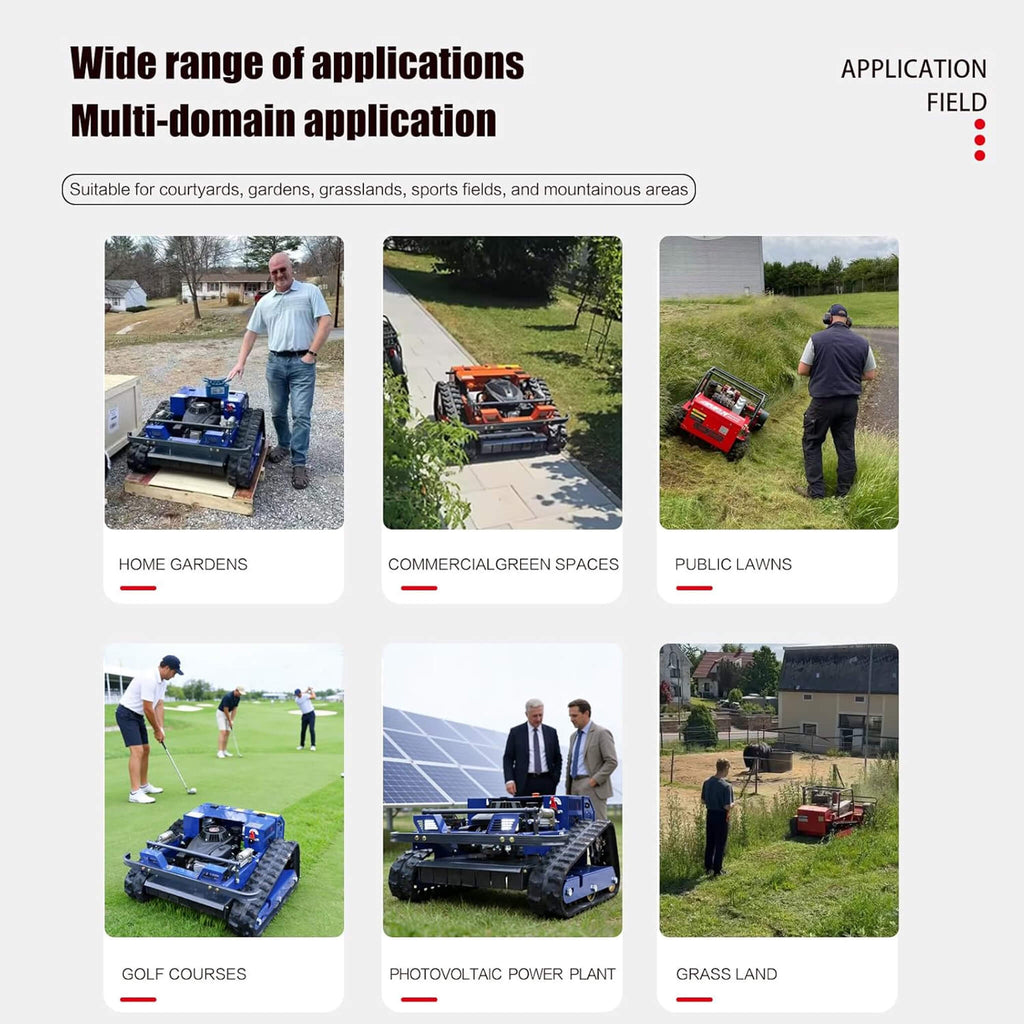 Heavy-Duty 224CC Remote-Controlled Track Mower With 21-Inch Deck & Industrial Remote (SAK90831) - Saksby Wholesale - Applications