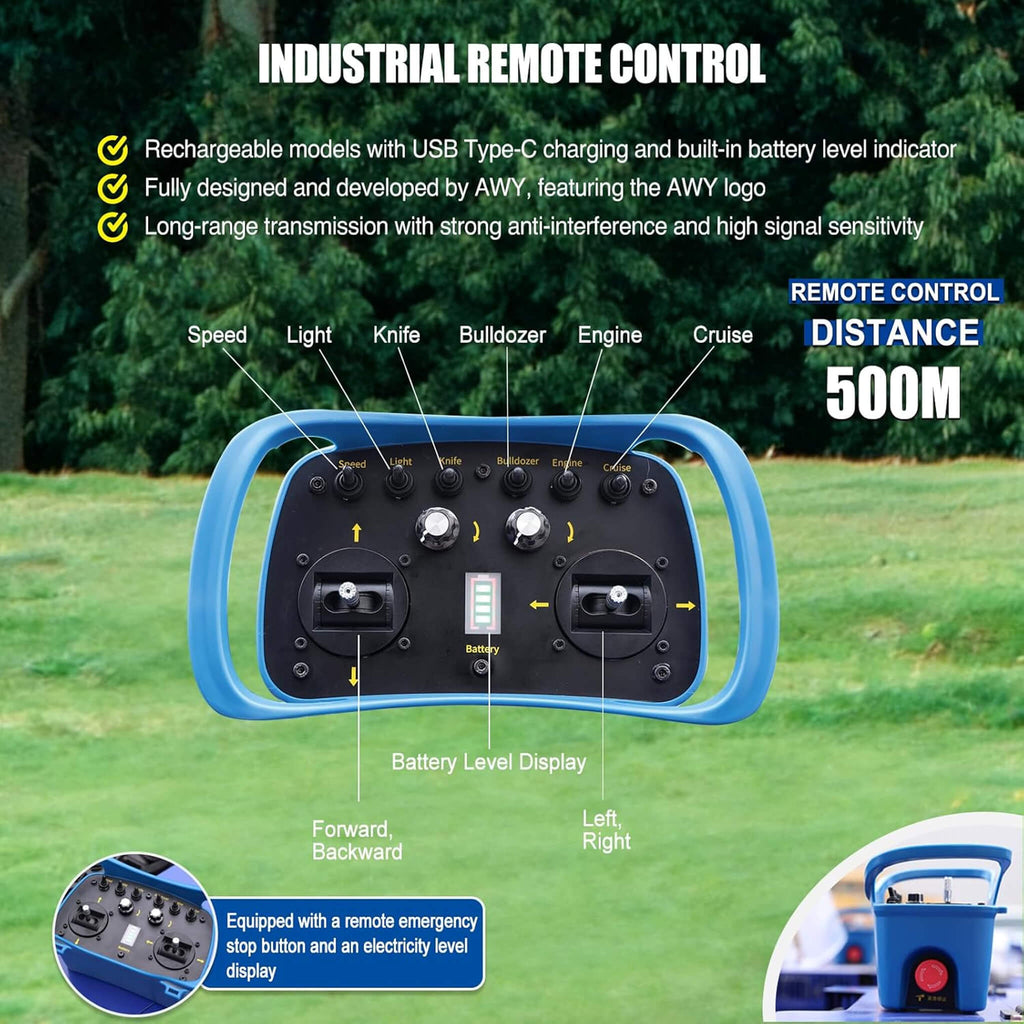 Heavy-Duty 224CC Remote-Controlled Track Mower With 21-Inch Deck & Industrial Remote (SAK90831) - Saksby Wholesale - Industrial Remote Control