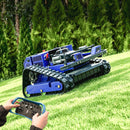 Heavy-Duty 224CC Remote-Controlled Track Mower With 21-Inch Deck & Industrial Remote (SAK90831) - Saksby Wholesale - Lifestyle With Controller
