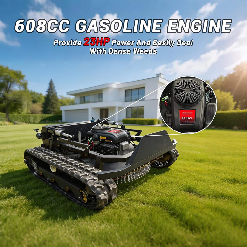 Heavy-Duty 23HP Remote-Controlled Track Mower With 35-Inch Deck (SAK62581) - Saksby Wholesale - 608CC Gasoline Engine