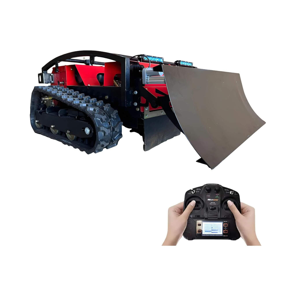 Heavy-Duty 24-Inch Commercial Remote-Controlled Lawn Mower With Snow Plow (SAK31078) - Saksby Wholesale - Attached Snow Plow View