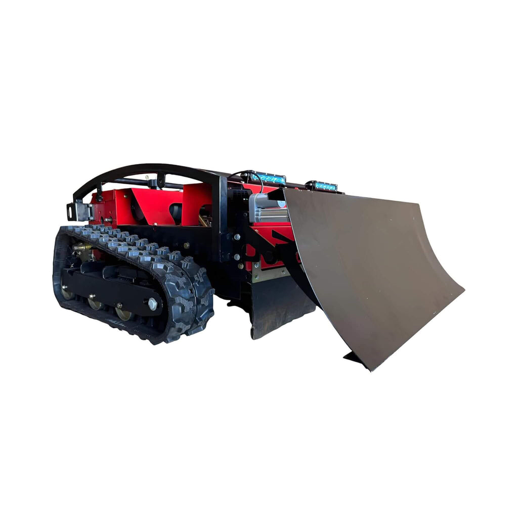 Heavy-Duty 24-Inch Commercial Remote-Controlled Lawn Mower With Snow Plow (SAK31078) - Saksby Wholesale - Front Right View Wiht Plow
