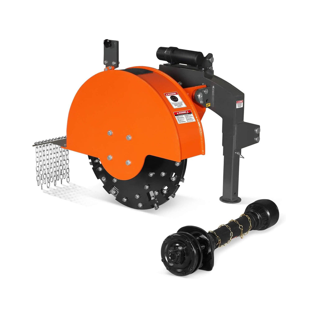 Heavy-Duty 30-Inch 3-Point PTO Stump Grinder For 40-100HP Tractors (SAK47092) - Saksby Wholesale - Front Left View With Shaft