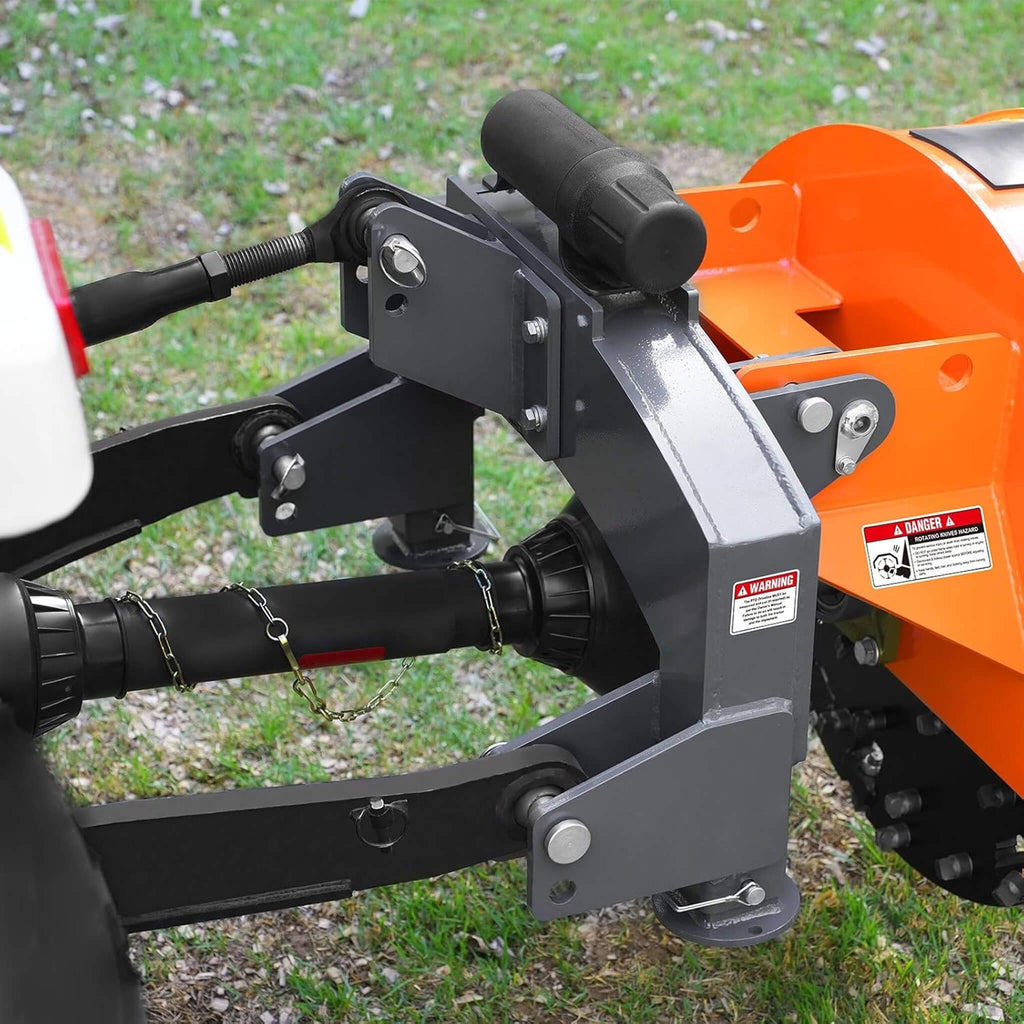 Heavy-Duty 30-Inch 3-Point PTO Stump Grinder For 40-100HP Tractors (SAK47092) - Saksby Wholesale - Lifestyle Back Right View On Tractor