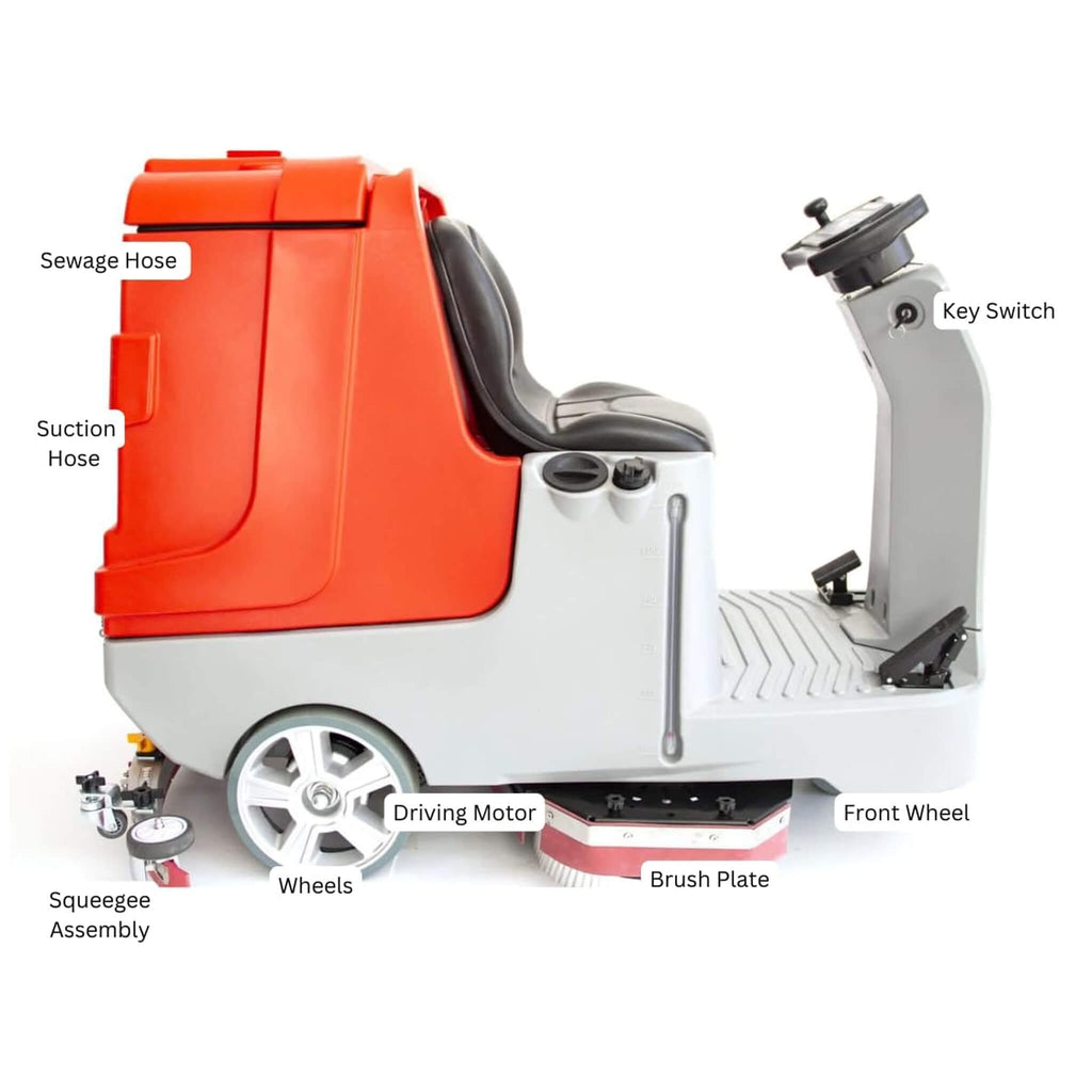 Heavy-Duty 34-Inch Industrial Ride-On Floor Scrubber Machine (SAK63290) - Saksby Wholesale - Components