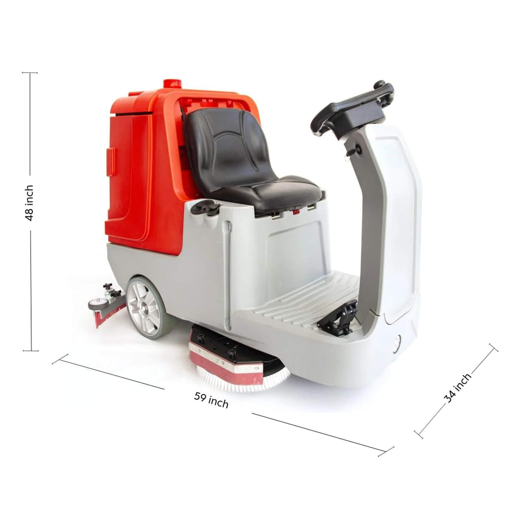 Heavy-Duty 34-Inch Industrial Ride-On Floor Scrubber Machine (SAK63290) - Saksby Wholesale - Dimensions
