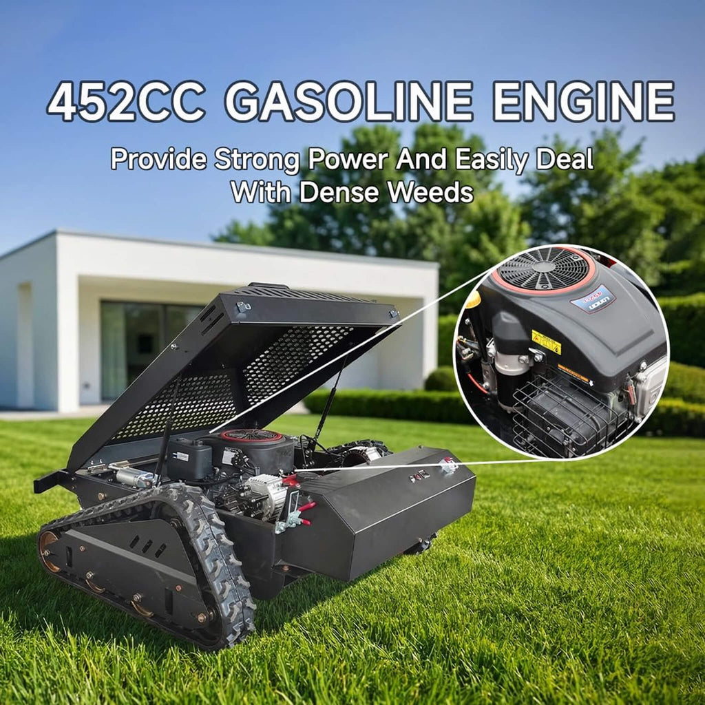 Heavy-Duty 452CC 31-Inch Remote-Controlled Tracked Lawn Mower (SAK38617) - Saksby Wholesale - Engine