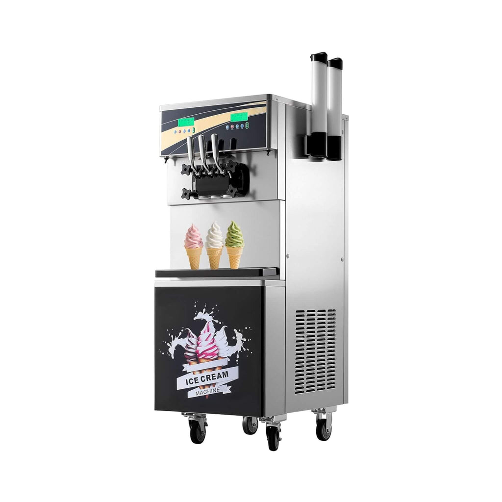 Heavy-Duty 45L/H 3-Flavor Dual Compressor Commercial Soft Serve Ice Cream Machine (SAK43195) - Saksby Wholesale - Front Side View