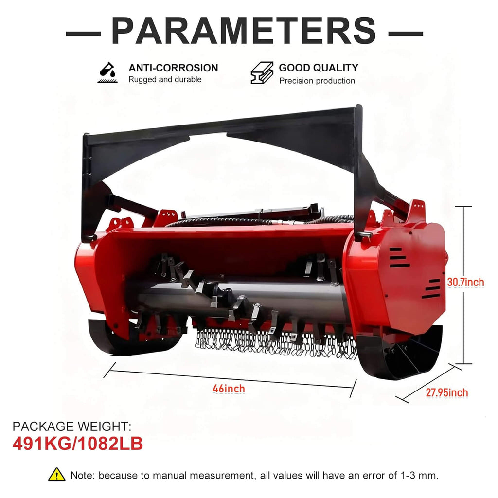 Heavy-Duty 46-Inch Drum Forestry Skid Steer Mulcher Attachment (SAK30495) - Saksby Wholesale - Applications - Parameters