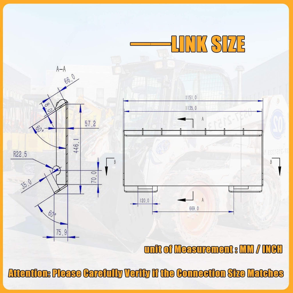 Heavy-Duty 46-Inch Drum Forestry Skid Steer Mulcher Attachment (SAK30495) - Saksby Wholesale - Link Size