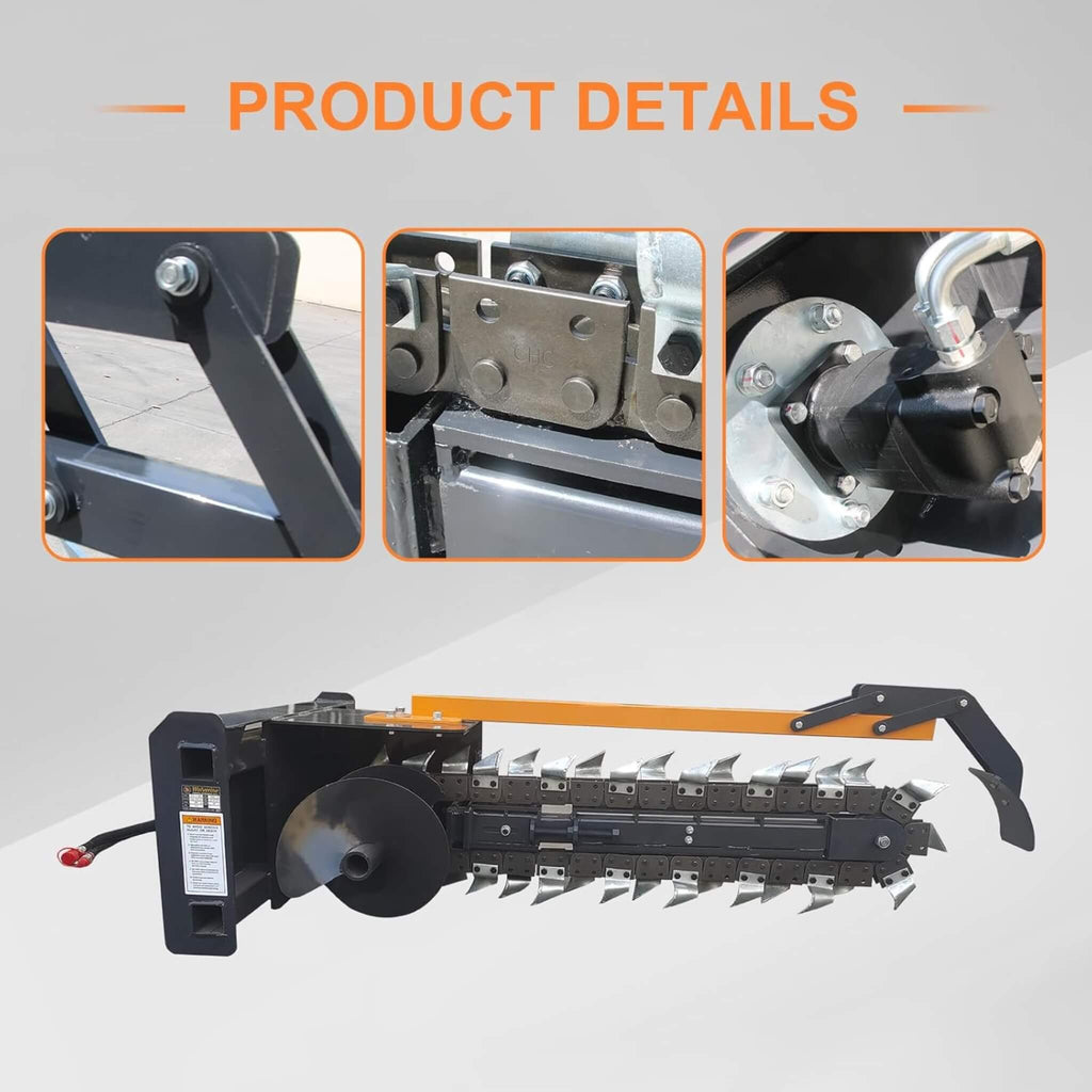 Heavy-Duty 48-Inch Skid Steer Attachment Trencher With Auger (SAK16842) - Saksby Wholesale - Product Details