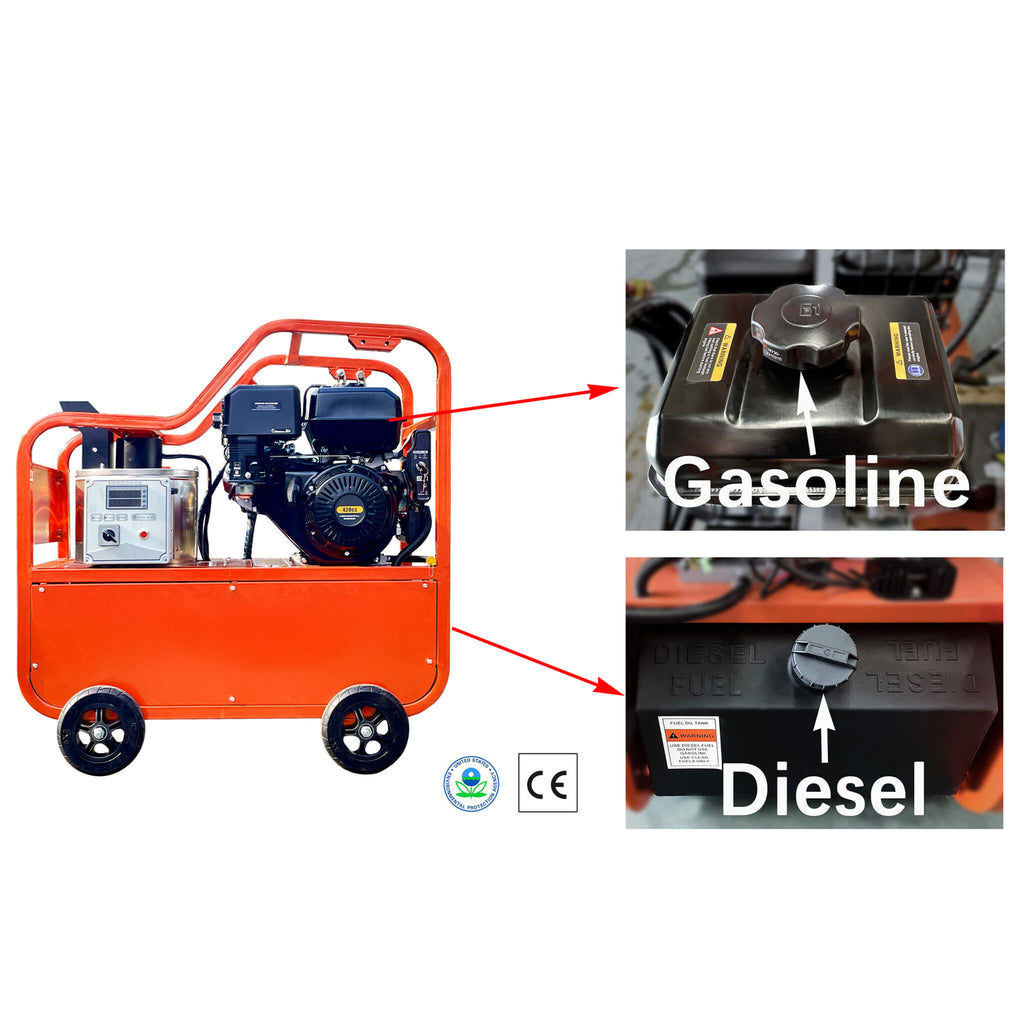 Heavy-Duty 4GPM 4000PSI Commercial Portable Hot Water Pressure Power Washer (SAK26013) - Saksby Wholesale - Fuel Type