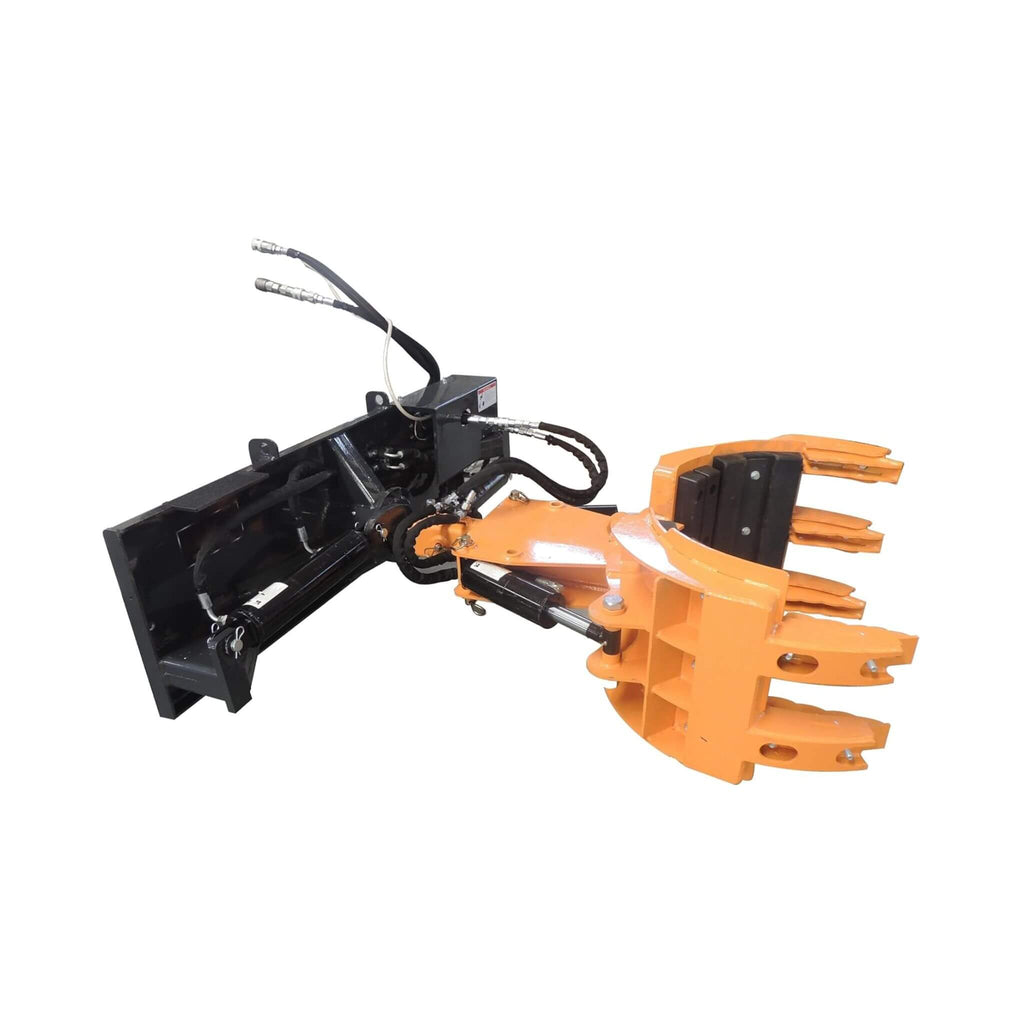 Heavy-Duty 5 Fingers Rotating Rock And Tree Grapple Skid Steer Attachment (SAK39516)  - Saksby Wholesale - Attached Side View