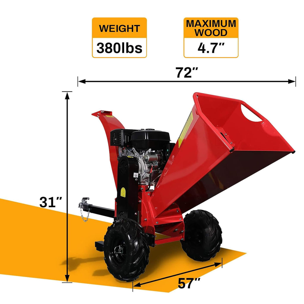 Heavy-Duty 5-Inch 420CC 15HP Towable Gas Wood Chipper Shredder Mulcher (SAK17493) - Saksby Wholesale - Dimensions