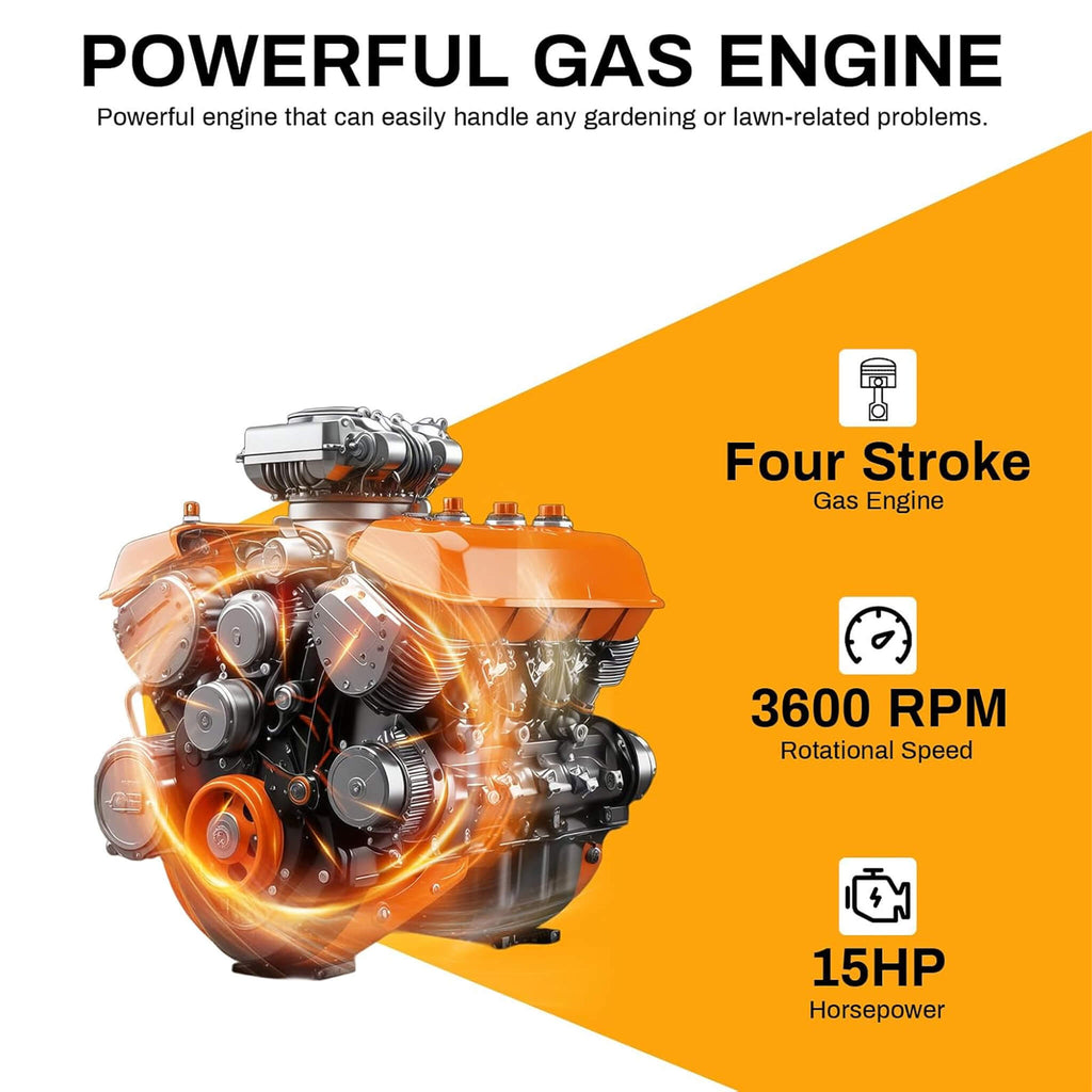 Heavy-Duty 5-Inch 420CC 15HP Towable Gas Wood Chipper Shredder Mulcher (SAK17493) - Saksby Wholesale - Gas Engine