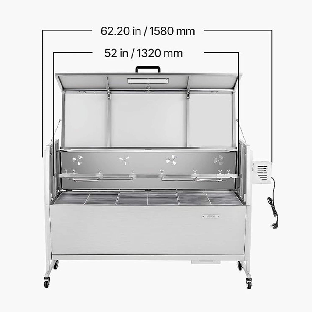 Heavy-Duty Spit Roaster Rotisserie BBQ Grill For Pig, Lamb And Chicken (SAK59286) - Saksby Wholesale - 52-Inch Dimensions