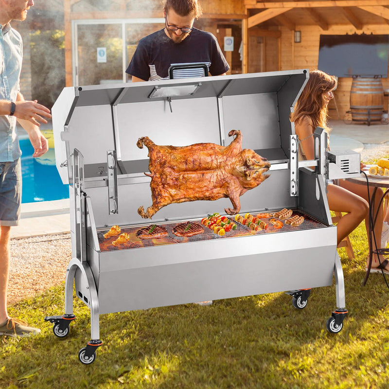 Heavy Duty 52W Spit Roaster Rotisserie BBQ Grill For Pig Lamb And Chicken SAK59286 Saksby - Lifestyle With People
