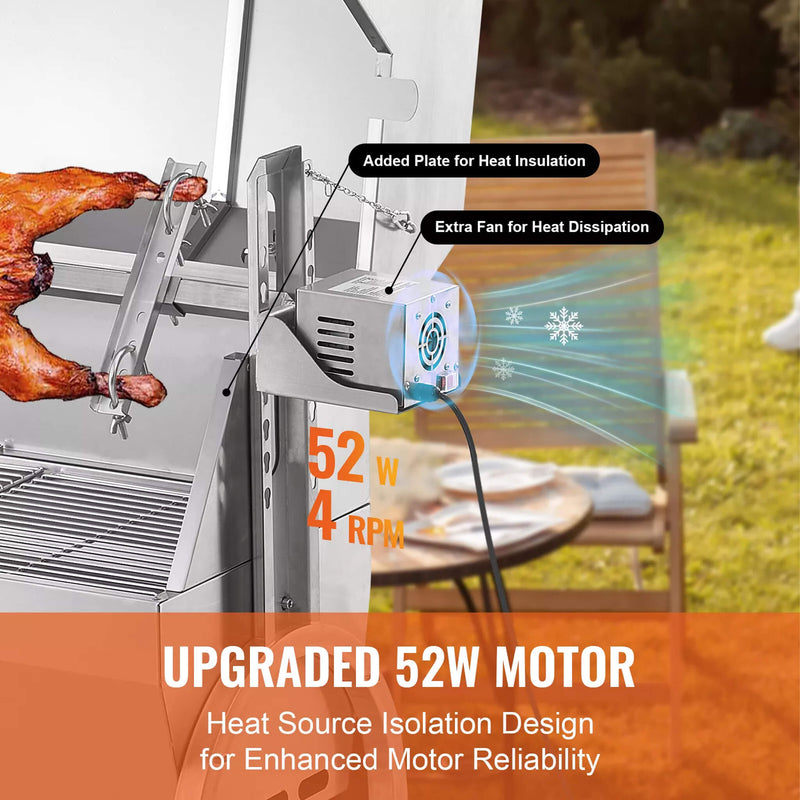 Heavy Duty 52W Spit Roaster Rotisserie BBQ Grill For Pig Lamb And Chicken SAK59286 Saksby - Upgraded Motor