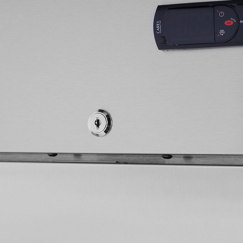 Heavy Duty 54" Stainless Steel 2-Door Reach-In Upright Commercial Freezer (SAK66598) - Saksby Wholesale - Locking Mechanism