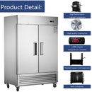 Heavy Duty 54" Stainless Steel 2-Door Reach-In Upright Commercial Freezer (SAK66598) - Saksby Wholesale - Product Details
