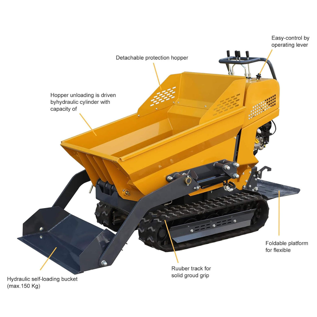 Heavy-Duty 6.5HP 1100LBS Tracked Hydraulic Dumper With Shovel (SAK62780)