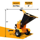 Heavy-Duty 6-Inch 420CC 15HP Towable Gas Wood Chipper Shredder (SAK84602) - Saksby Wholesale - Dimensions