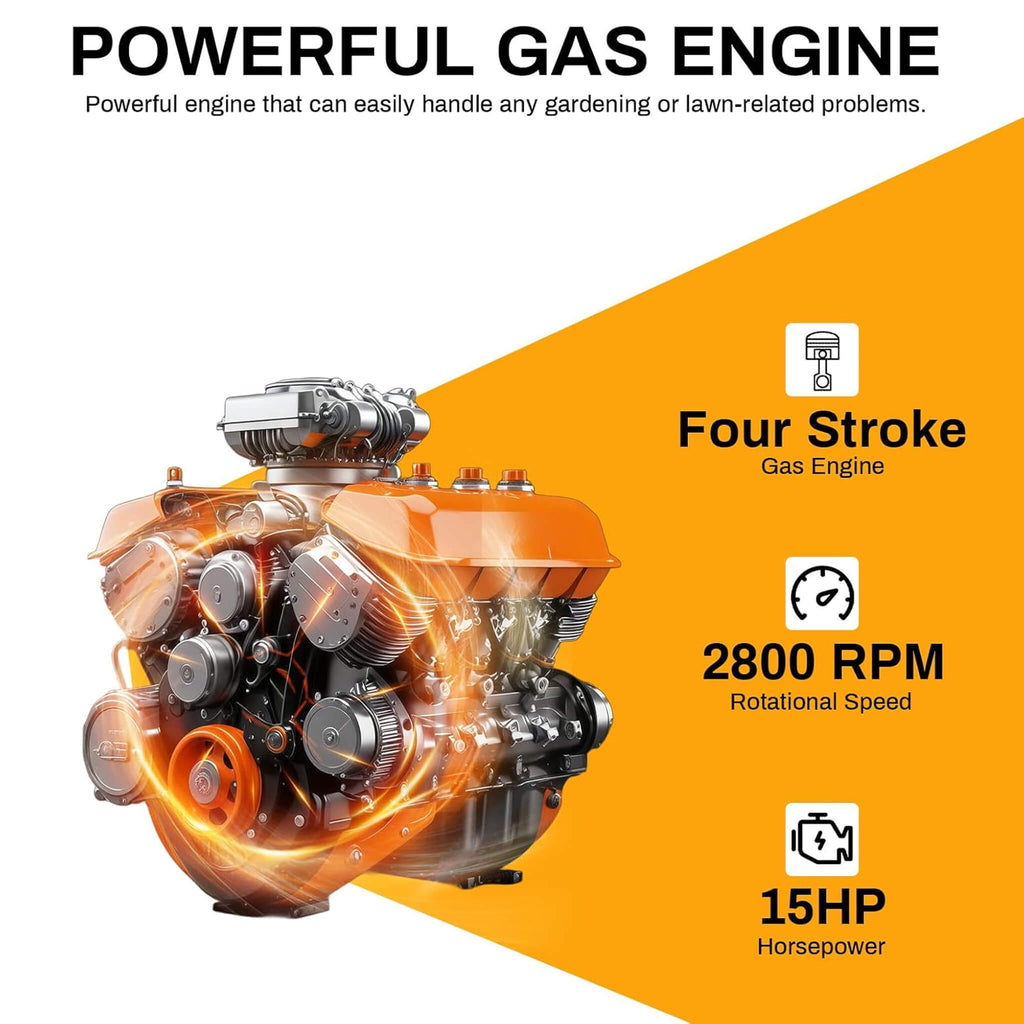 Heavy-Duty 6-Inch 420CC 15HP Towable Gas Wood Chipper Shredder (SAK84602) - Saksby Wholesale - Gas Engine