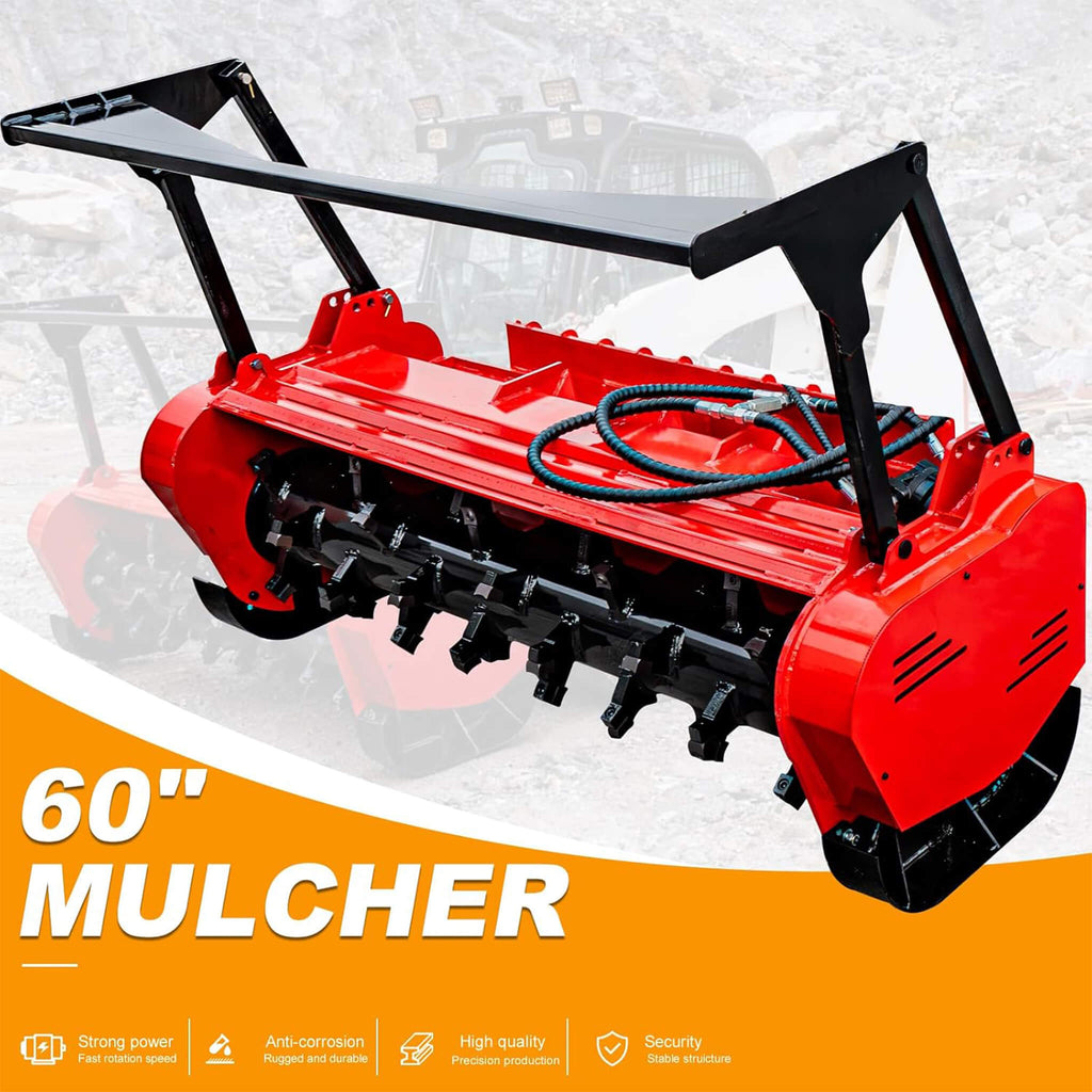 Heavy-Duty 60-Inch Hydraulic Forestry Mulcher Skid Steer Loader Attachment (SAK50792) - Saksby Wholesale - Features