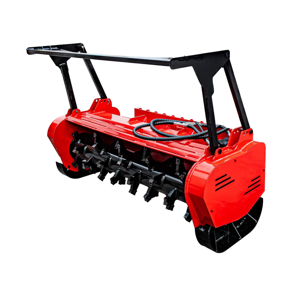 Heavy-Duty 60-Inch Hydraulic Forestry Mulcher Skid Steer Loader Attachment (SAK50792) - Saksby Wholesale - Front Left View