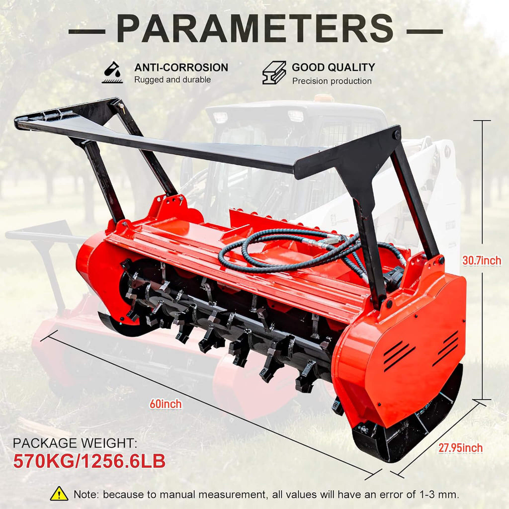 Heavy-Duty 60-Inch Hydraulic Forestry Mulcher Skid Steer Loader Attachment (SAK50792) - Saksby Wholesale - Parameters